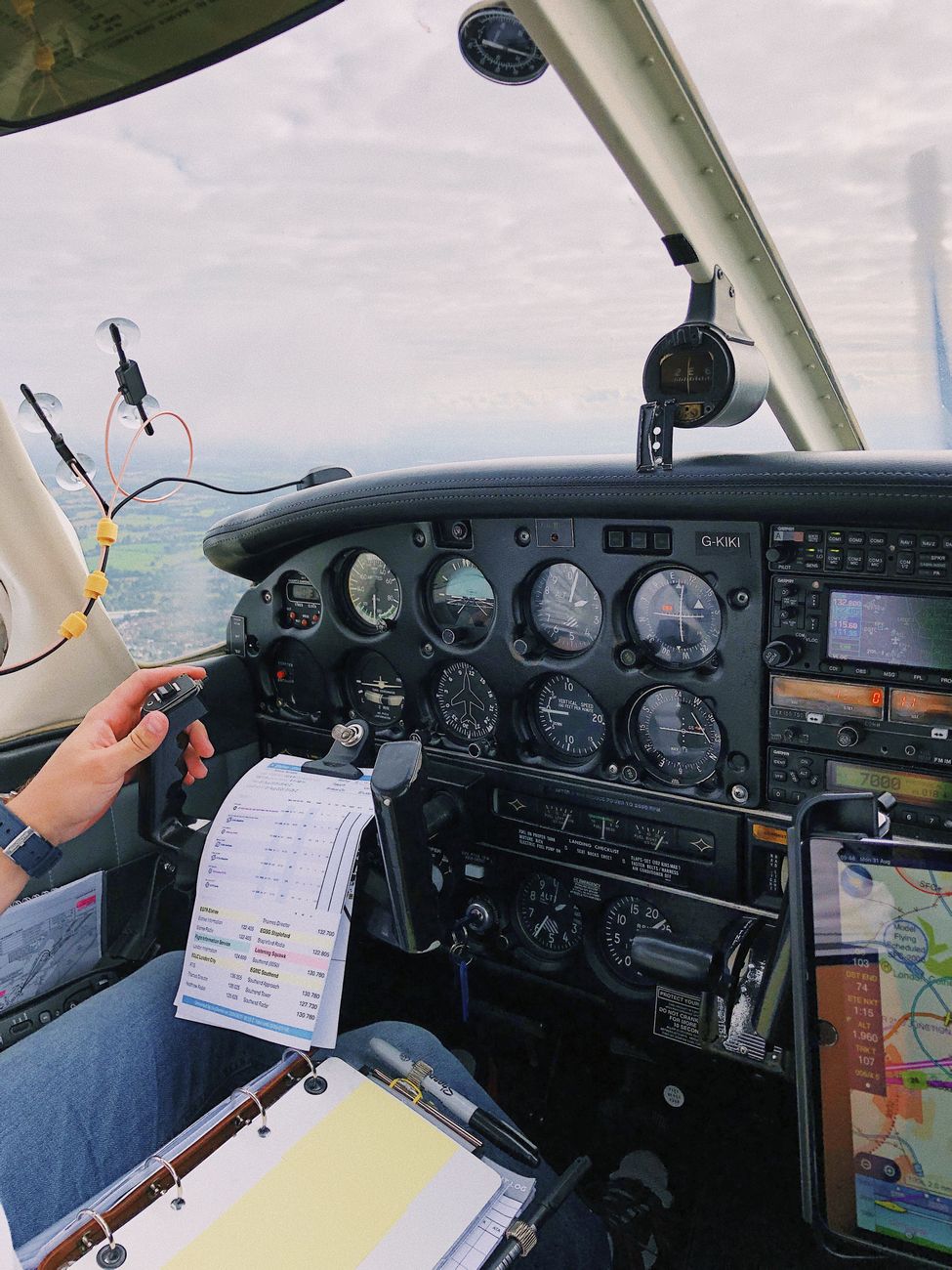 Instrument panel inside an aircraft cockpit